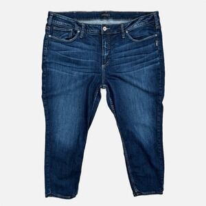 Silver Jeans Womens 22 Plus Blue Avery Skinny Crop High Rise Dark Wash Denim